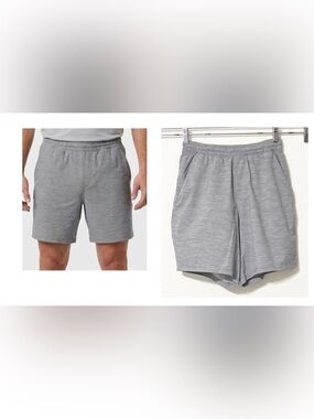 lululemon athletica Men's Pace Breaker athletic shorts in a grey heathered color